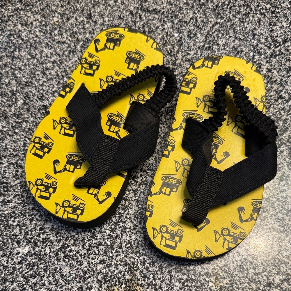 Kids Yellow Robot Flip Flops